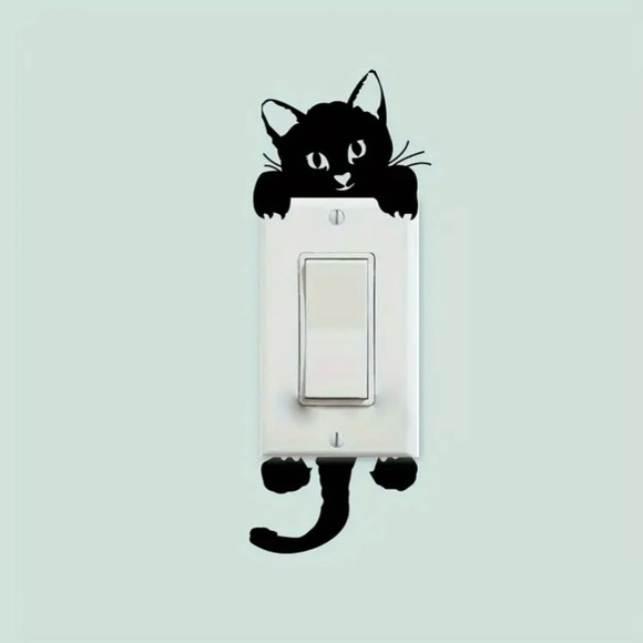 3/$10 Cat Light Switch Sticker - Decorative Wall Decal, Self-Adhesive - Picture 3 of 7